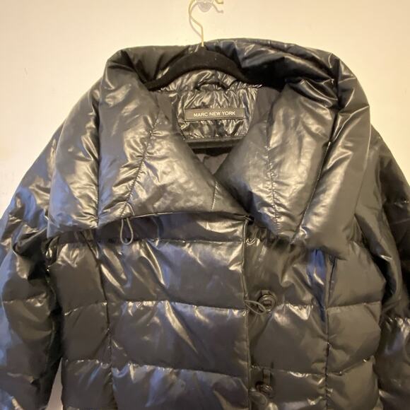 Marc New York Womens M/L Duck Down Feathers Fill Black Puffer Jacket Winter Coat - Picture 8 of 11